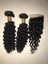 Load image into Gallery viewer, Deep Curls hair bundles 3 - With a closure or frontal
