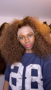 Human Hair Wig ( Brown Frontal Wig with highlights )
