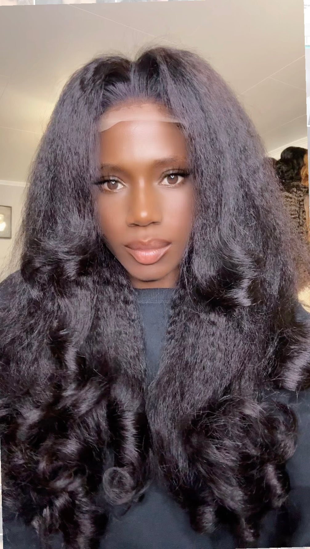 20 inches Very Natural Human Hair Kinky Wig 4x4 Lace