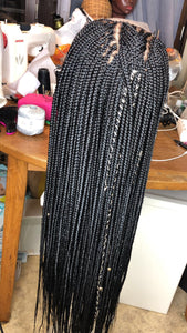 Style Me Box Braids Closure Wig (Handmade)
